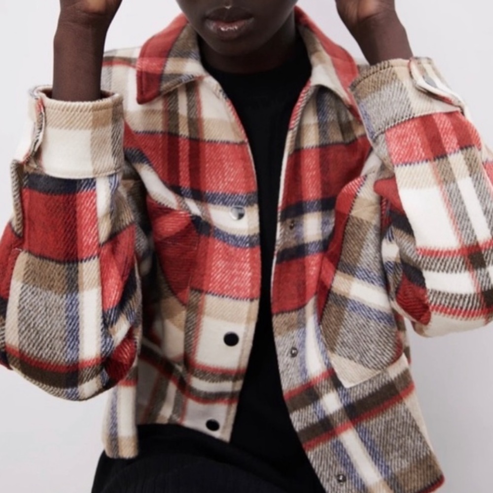 Zara Plaid Cropped Jacket | Size XS